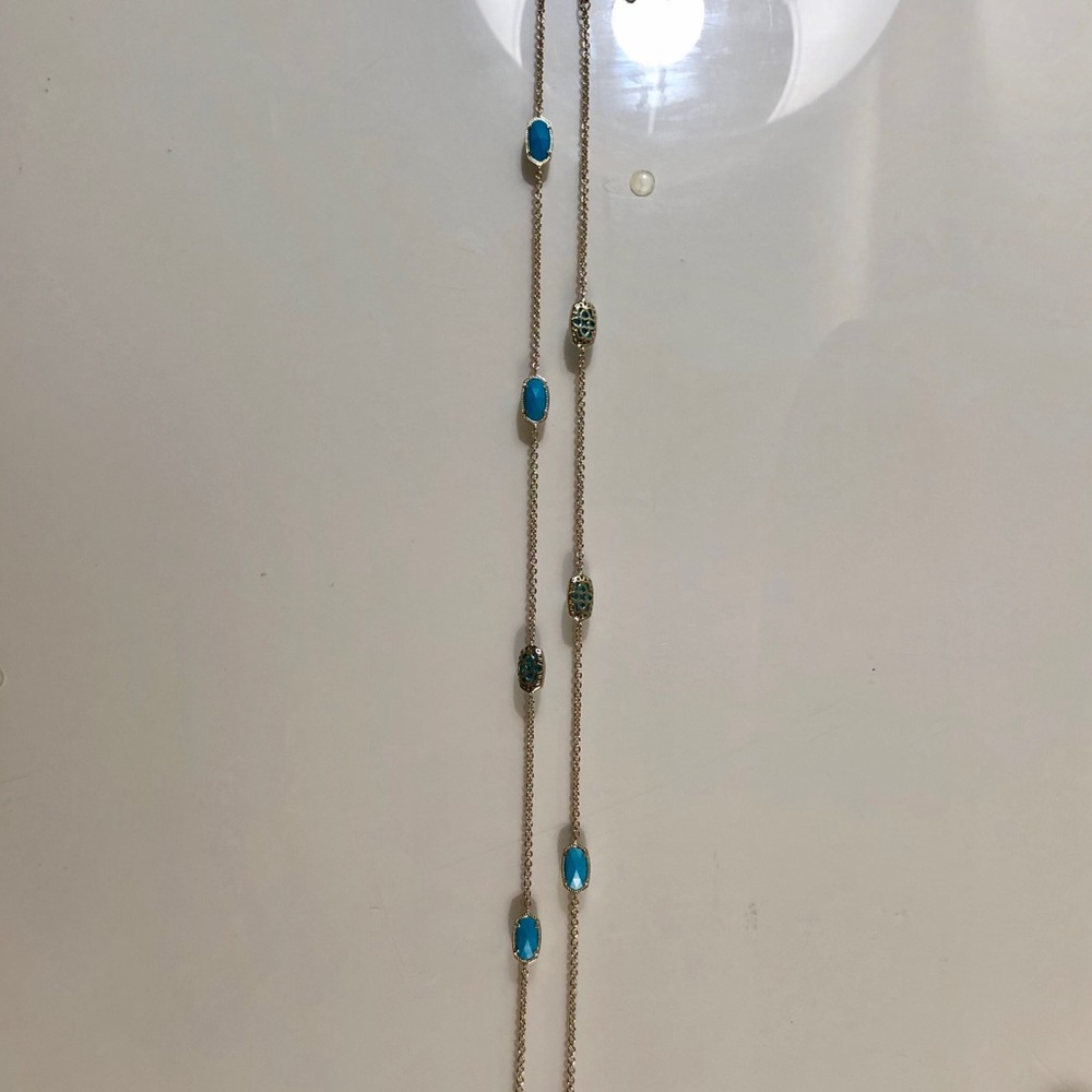 Kendra Scott long necklace in turquoise